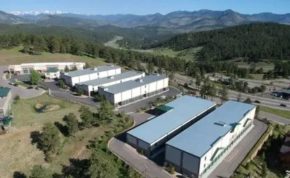 Aerial view of storage facility.