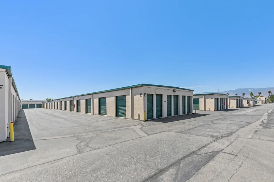 Exterior drive up storage units.