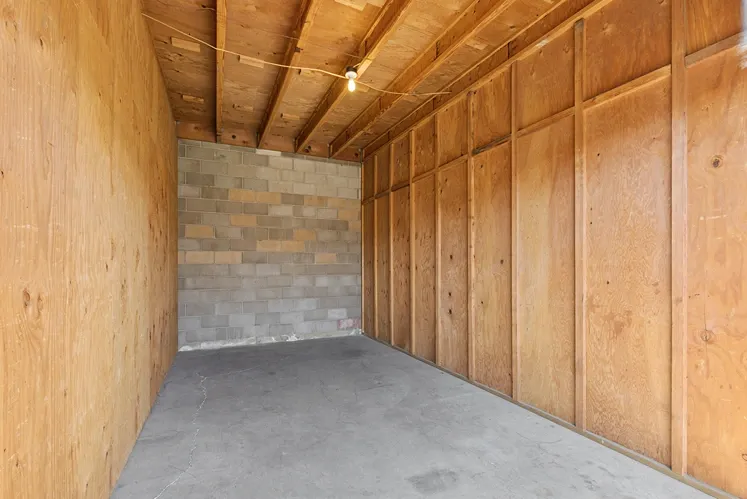 Interior of a long storage unit.