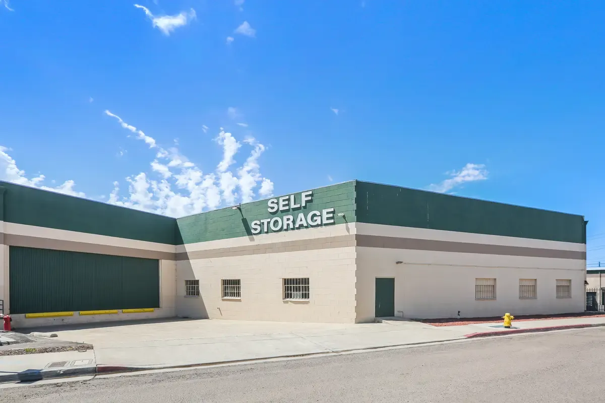 A storage facility marked "self storage".