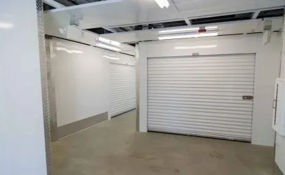 Indoor large white storage units.
