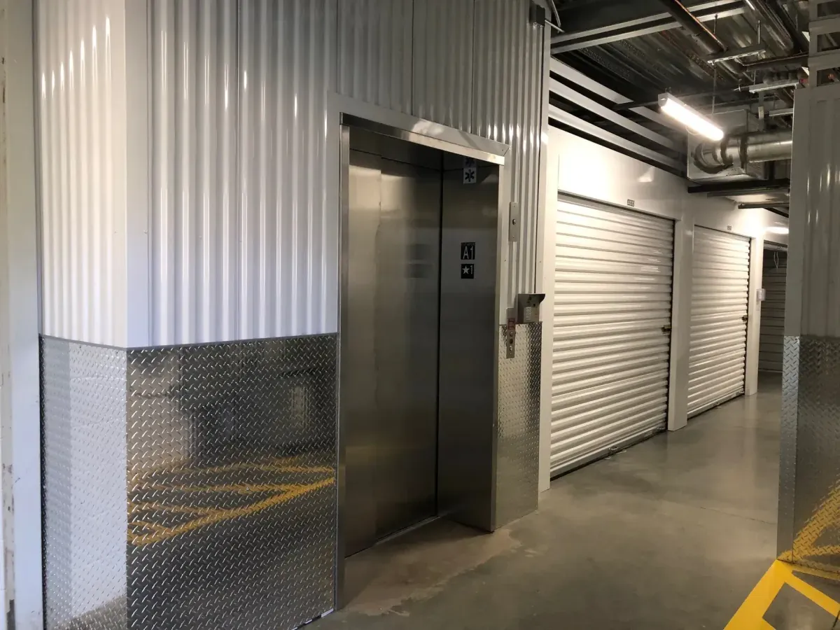 Elevator at an indoor storage facility.
