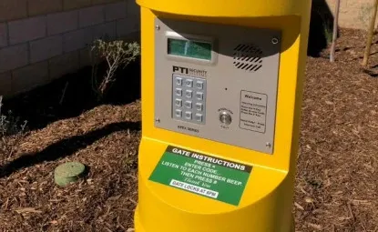 Keypad column at a storage facility.
