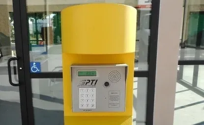 Keypad to enter a storage facility.